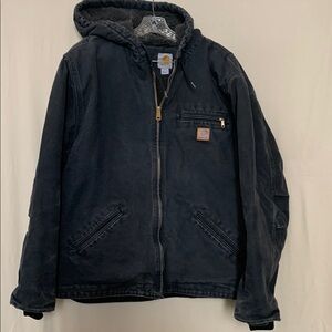 Carhartt Black Hooded Sherpa Jacket Size XL